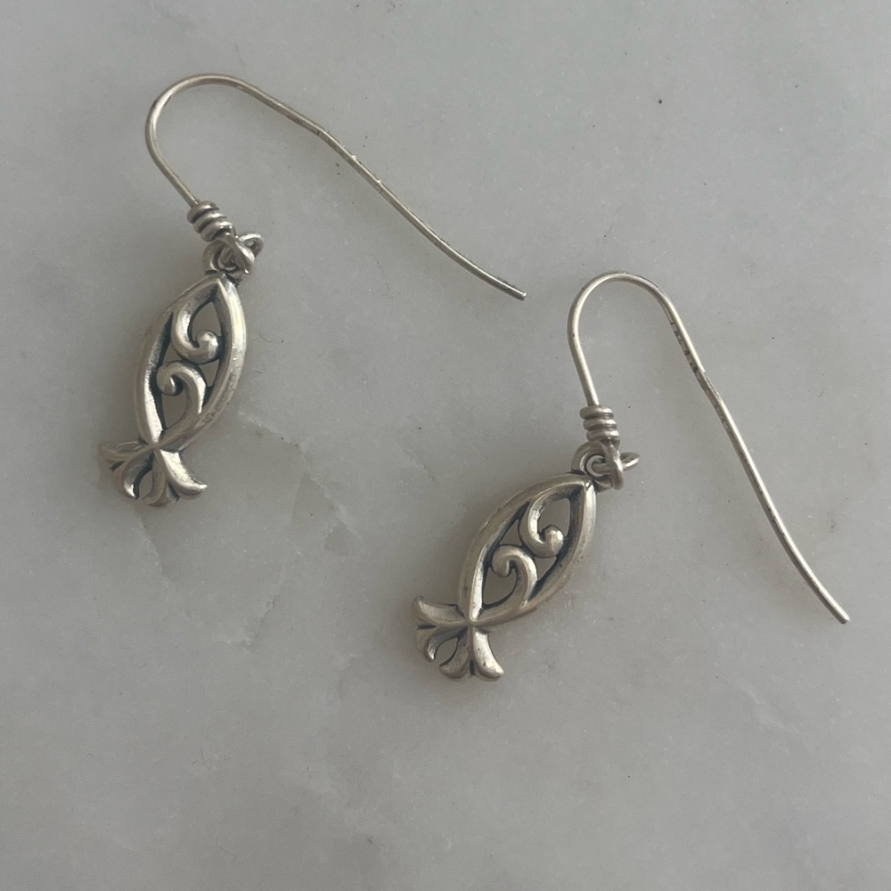 James Avery Ichthus Earrings sterling silver